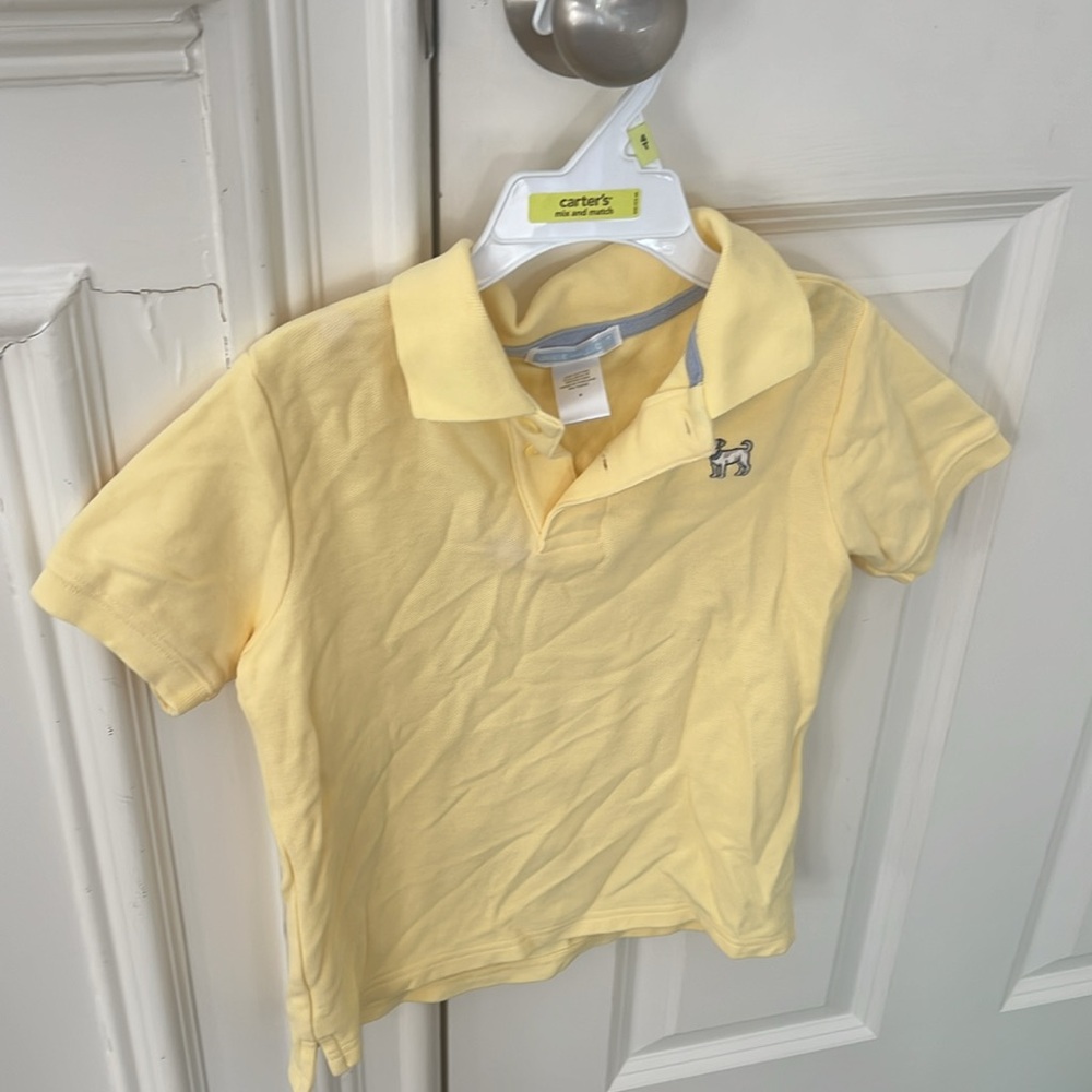 Like new Janie and Jack size 4 light yellow puppy dog polo shirt